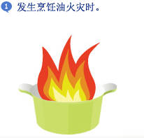 1.发生烹饪油火灾时。